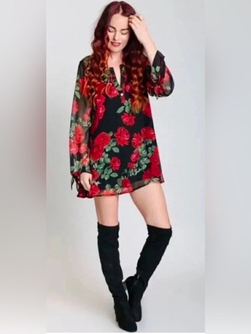 Show me your Mumu Rose Whimsygoth Dark Romantic Peta Tunic Dress NWT Size Large